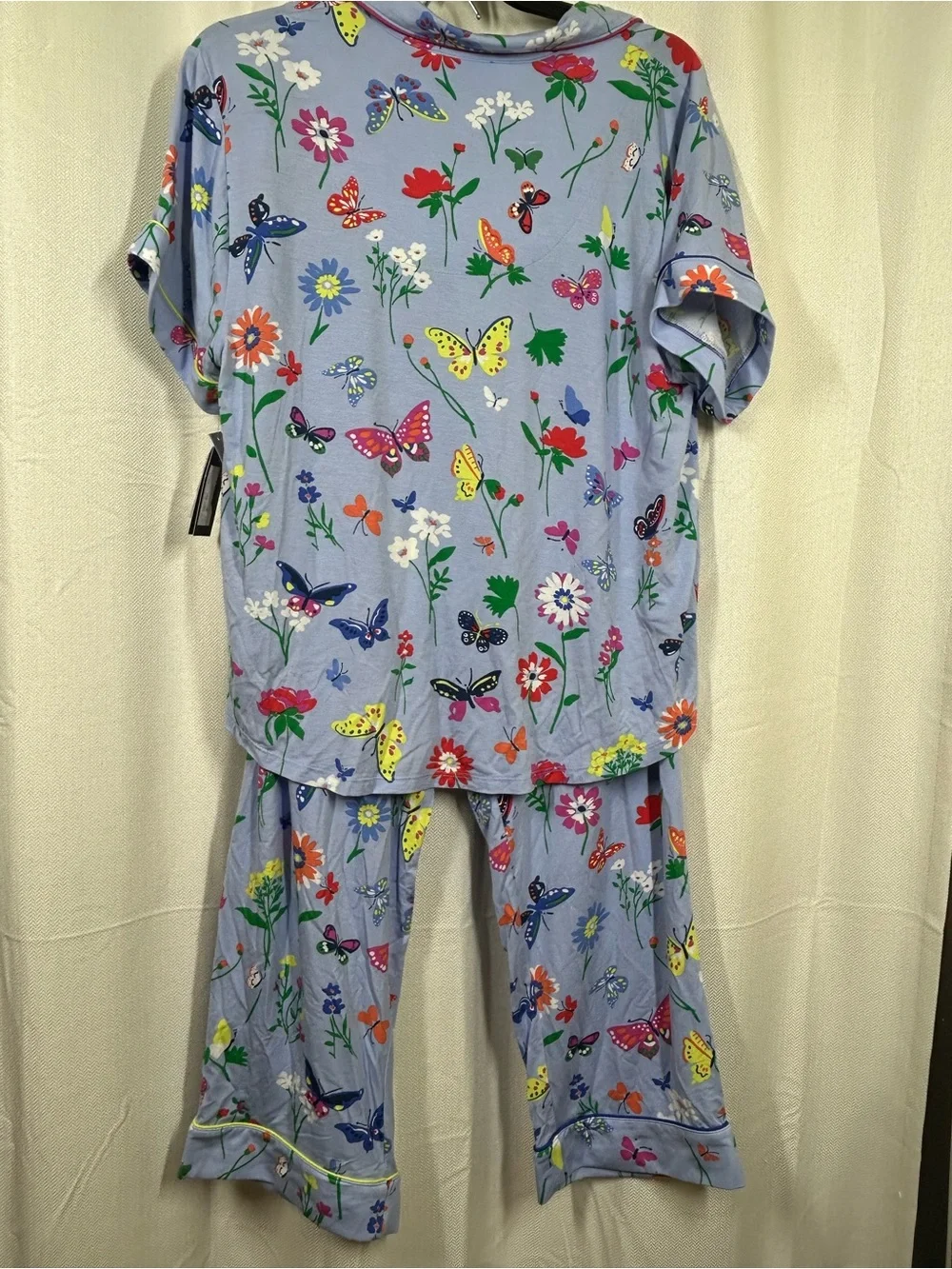 New Kate Spade Butterfly & Blooms Short Sleeve Notched Pajamas Pjs Size Large